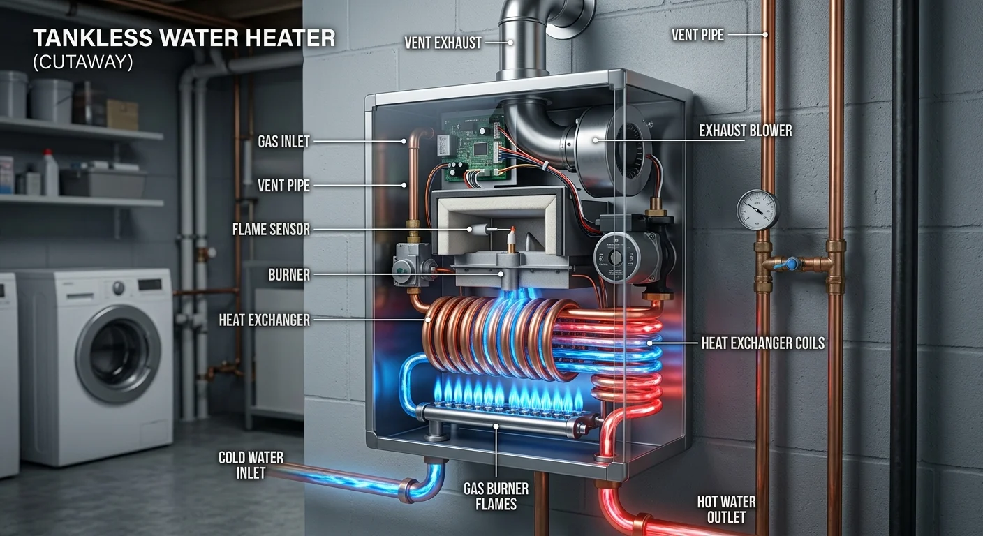 how does a tankless water heater work